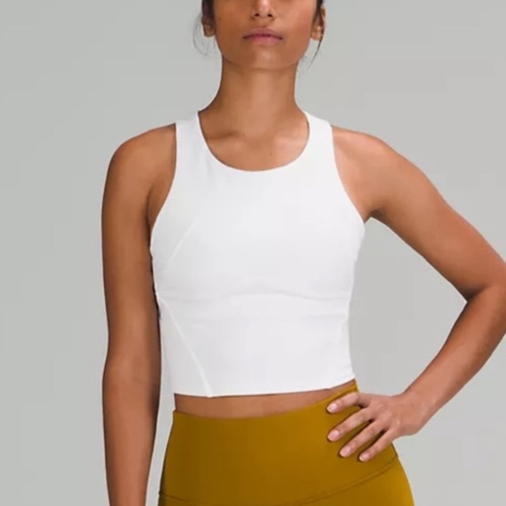 Lululemon White Invigorate Train High Neck Racerback Tank